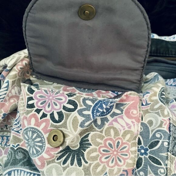 BONGO Pink & Gray Floral Boho Canvas Shoulder Handbag Size OS - Picture 13 of 15